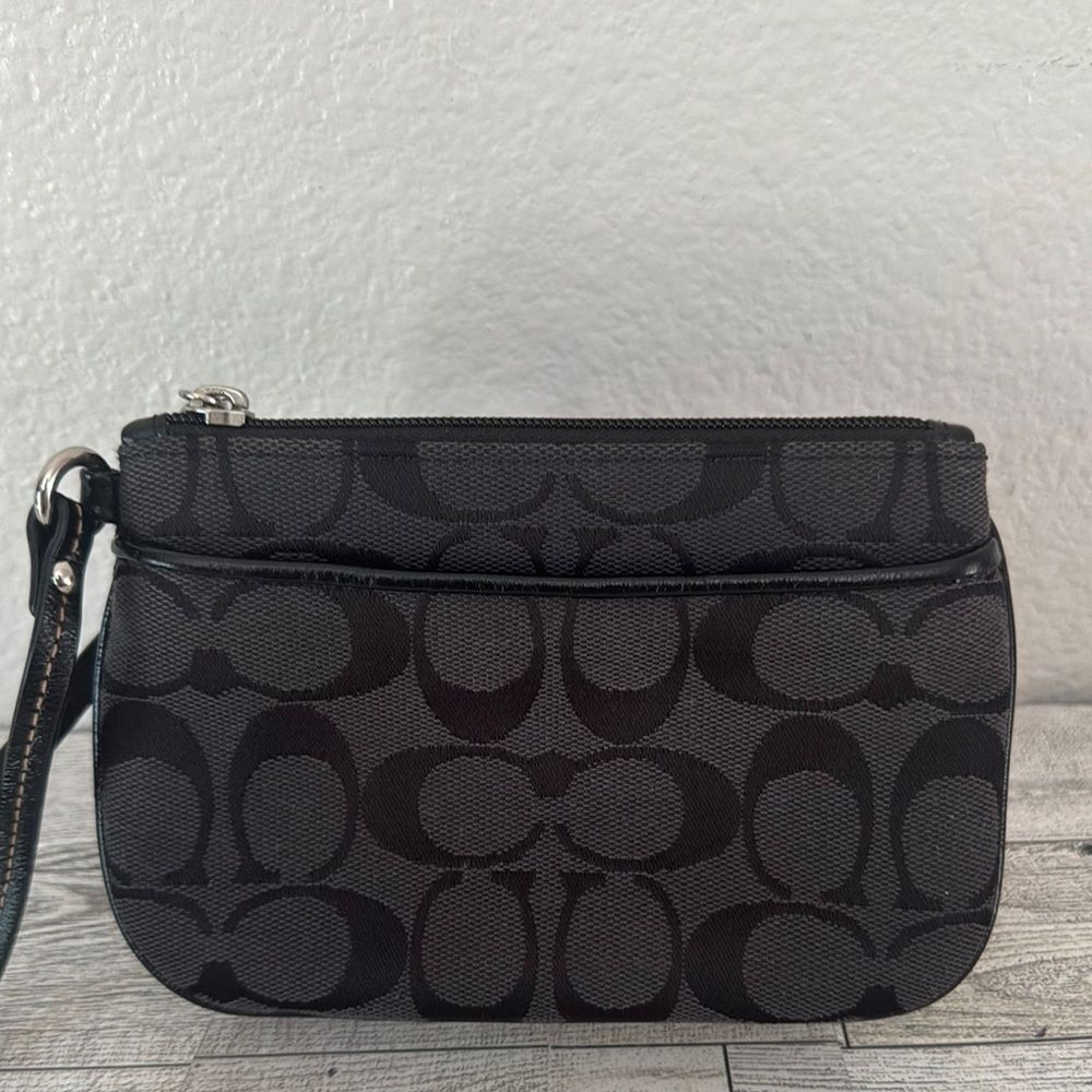 Coach Black Monogram Wristlet